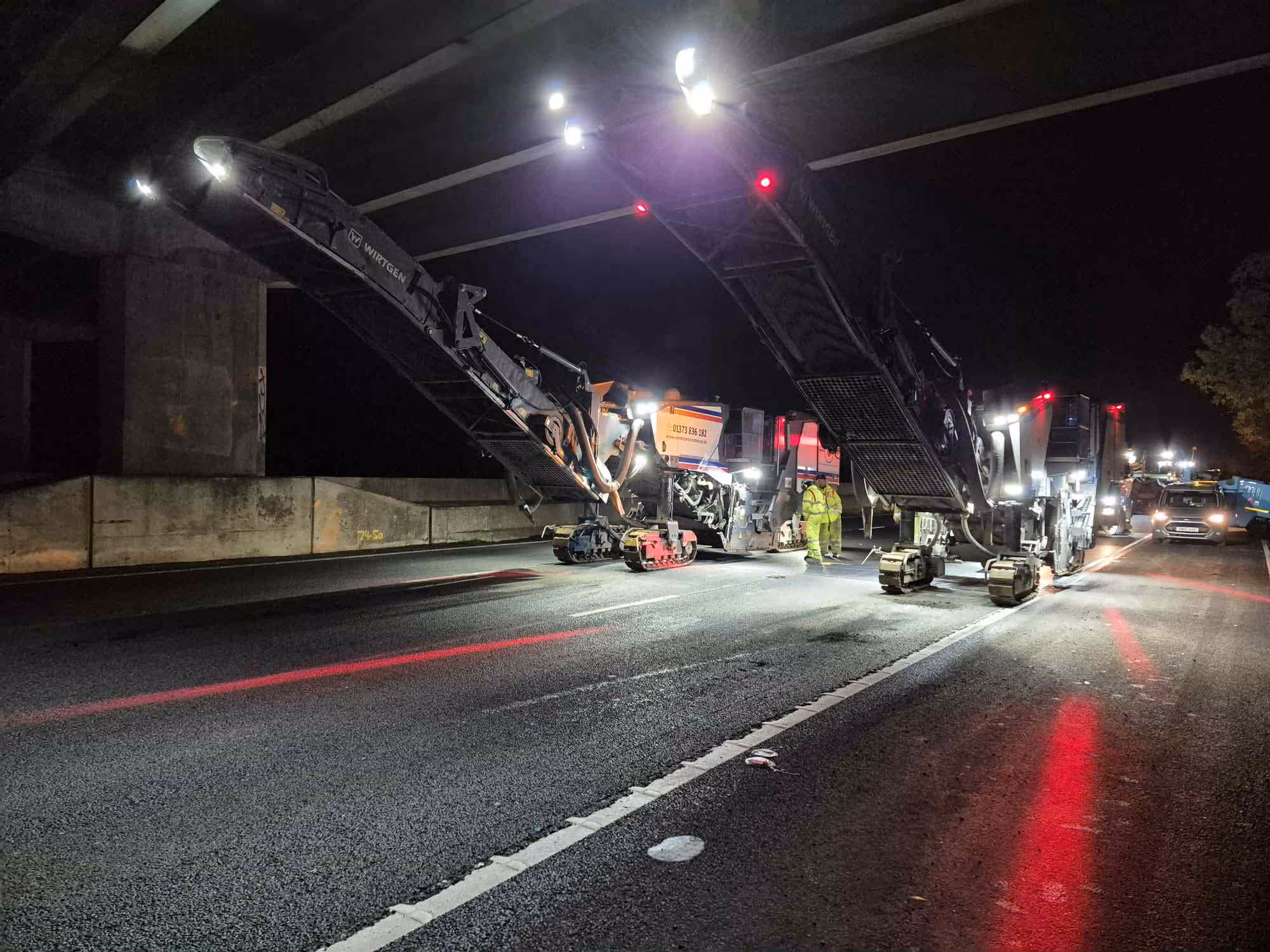 ABM Road Planings equipment under bridge