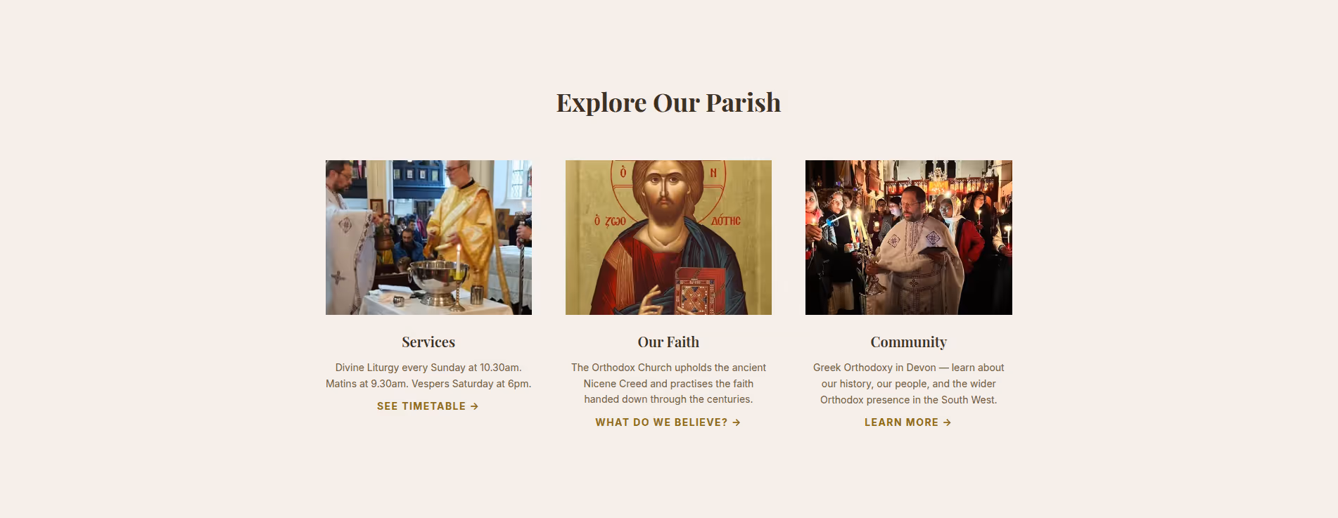 Orthodox church website design detail